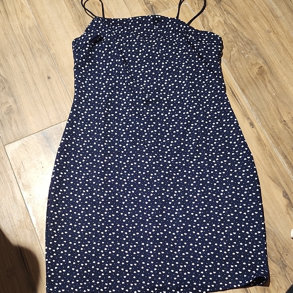 SHEIN Navy Blue Mini Dress with White Dots